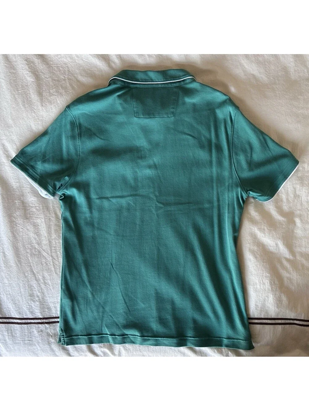 Men's Medium Banana Republic Polo Shirt Green Short Sleeve Pocket Dress Polo